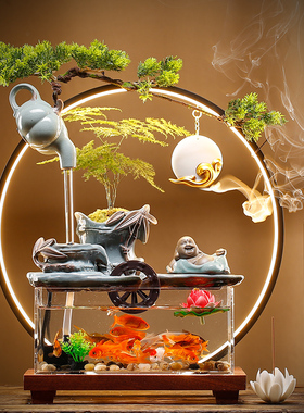 优选鱼缸悬壶流水摆件生财喷泉水循环招财桌面办公室开业乔迁新居
