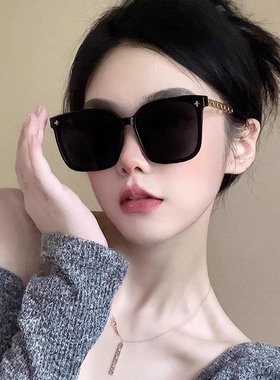 新款链条框架墨镜高级感防晒太阳镜防紫外线遮阳镜时尚百搭眼镜女