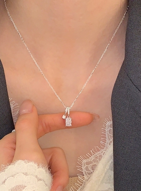 纯银小方糖跑环项链高级感小众女