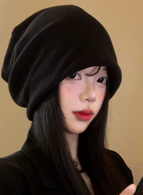 黑色堆堆帽女款秋冬季包头冷帽