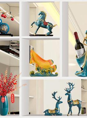 招财新中式玄关客厅隔断电视酒柜摆件轻奢高档家居乔迁新居装饰品