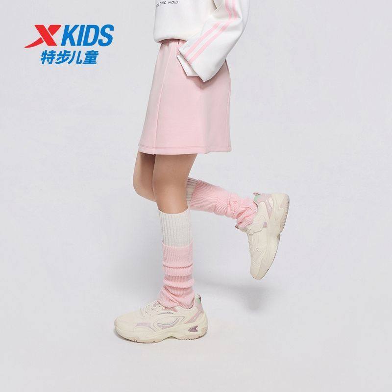 特步童装2025夏季女童半身裙针织短裙中大童休闲A字时尚印花裙子,淘宝优惠券,粉丝福利购,淘宝优惠卷