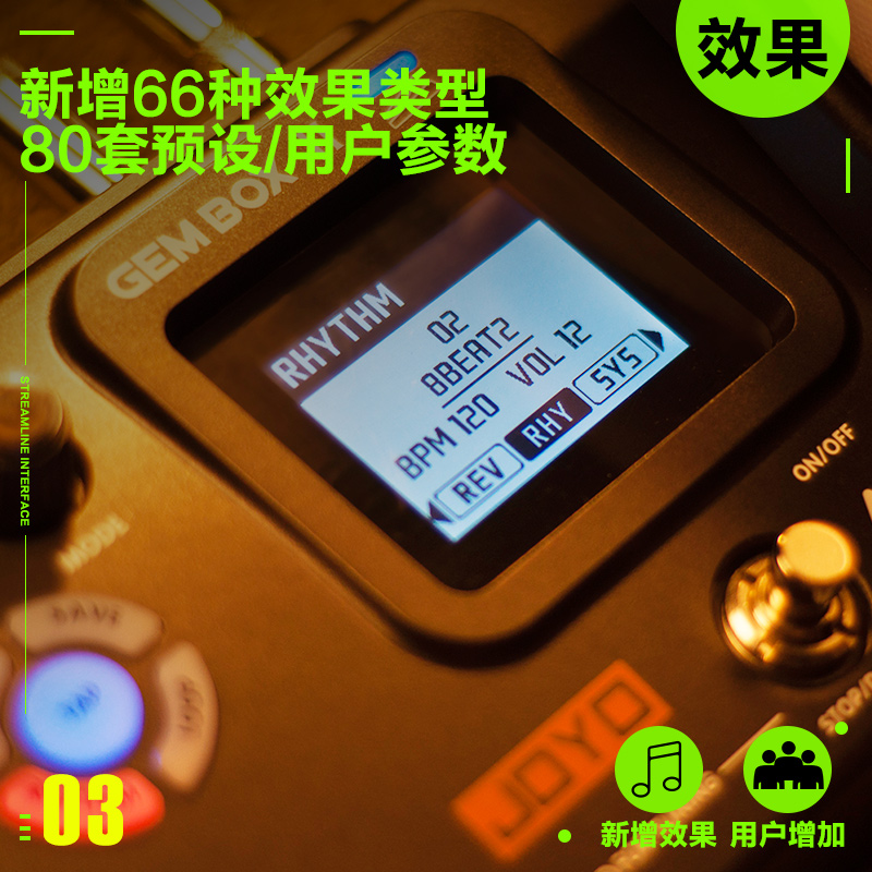 JOYO电吉他综合效果器带鼓机踏板失真单块LOOP循环GEMBOX入门初学 - 图3