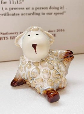 创意陶瓷小羊装饰摆件现代简约客厅玄关儿童房可爱绵羊工艺品礼物