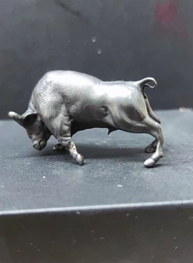 优选华尔街铜牛摆件金牛气冲天工艺品办公室桌牛市全黄铜牛摆件装