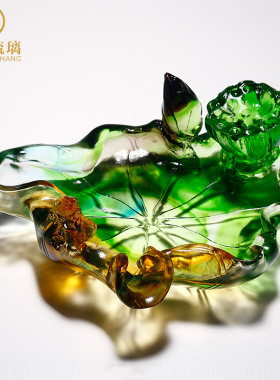 优选琉璃烟灰缸装饰品摆件办公室客厅茶几家用乔迁新居高档轻奢工