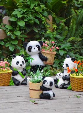 优选别墅露天阳台创意盆栽花盆户外花园装饰庭院仿真动物熊猫花缸