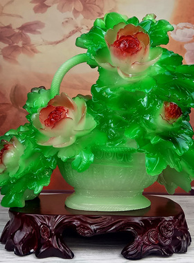 优选结婚礼物花开富贵牡丹花篮 婚房摆件大号酒柜客厅装饰品家居