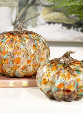 优选柏梵轻奢创意桌面琉璃摆件高级感客厅酒柜玄关小南瓜摆件家居