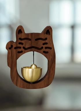 实木黄铜静心铃铛解压创意礼物毕业装饰品日系治愈办公桌面小摆件