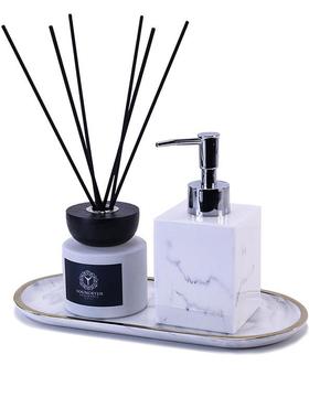 样板间洗手台摆件厕所洗手液瓶卫生间软装饰品浴室柜托盘套装组合