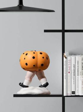 创意手办波点艺术家可爱南瓜儿童房人物腿摆件家居软装客厅装饰品