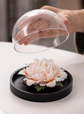 创意陶瓷仿真手工捏花瓷花牡丹花摆件办公室桌面摆设汽车载工艺品