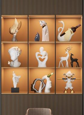 高端大气客厅酒柜摆件创意家居电视柜两侧红酒架餐边柜工艺装饰品