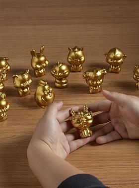 黄铜十二生肖摆件一套沙金生肖鼠牛虎兔龙蛇马羊猴鸡狗猪生日礼物