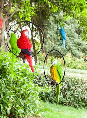 户外园林仿真鹦鹉雕塑摆件花园庭院树脂吊饰景观动物装饰小鸟挂件