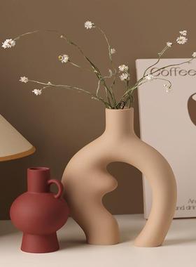 贝汉美美拉德电视柜花瓶摆件客厅玄关插花干花装饰陶瓷莫兰迪花器