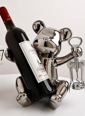 创意暴力熊红酒架装饰品摆件家居客厅酒柜餐边柜轻奢高档酒托摆设