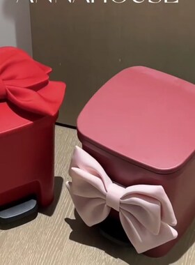 少女蝴蝶结垃圾桶k客厅落地摆件创意可爱卧室房间女生女孩软装饰