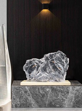 新款双面肌理山型雕塑艺术品酒店大E堂透明树脂摆件样板房软装饰