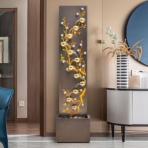 铁艺轻奢摆件大型落地流水客厅电视柜旁摆件喷泉装饰品.摆设工厂 - 图0