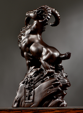 黑檀木雕生肖羊摆件实木雕刻领头羊家居客厅办公装饰红Z木工艺礼