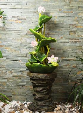 新中式落地流水喷泉客厅摆件家居饰品摆设开业礼品装饰荷叶流水