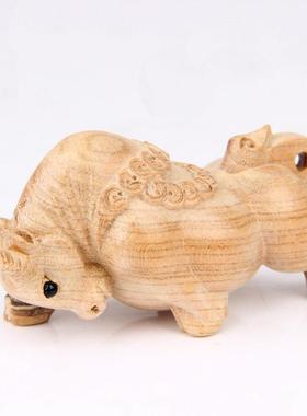 朴器桃木十二生肖摆件精雕鼠牛虎兔龙蛇马羊猴鸡狗猪新中式现代