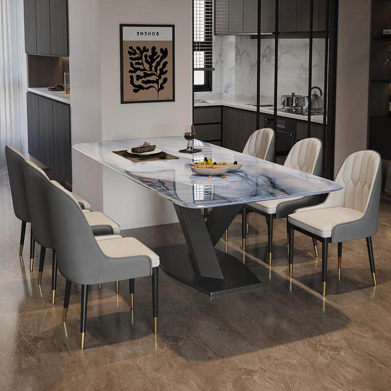 超晶石餐桌小户型家用高端西餐厅微晶石奢石长方形交叉腿吃饭桌子,淘宝优惠券,粉丝福利购,淘宝优惠卷