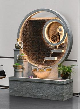 中式客厅水幕墙屏风招财假山流水喷泉摆件循环水庭院装饰造景轻奢