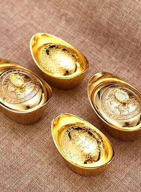 全铜金元宝摆件 铜元宝 家用客厅招财风水摆设空心元宝开盖装饰