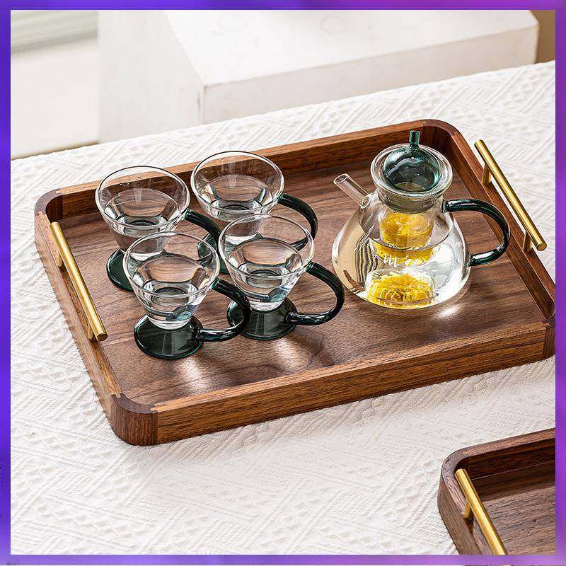 WG6Q木质托盘长方形家用茶杯实木点心盘早餐茶盘水杯子黑胡桃,淘宝优惠券,粉丝福利购,淘宝优惠卷