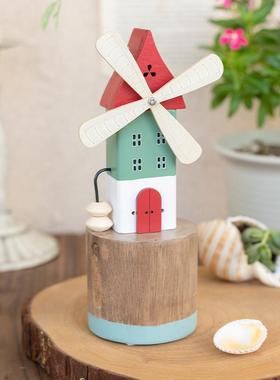 阿楹 客厅木屋风车可爱小摆件教师礼物日式橱窗道具儿童房书桌柜