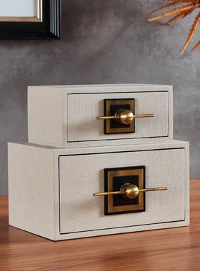 新中式样板房卧室装饰品梳妆台摆件创意实木漆器首饰盒珠宝收纳盒