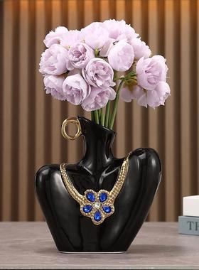 ins创意轻奢高级感高档陶瓷花瓶 客厅玄关电视酒柜餐桌摆件装饰品