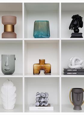 样板间现代家居软装饰品书柜创意陶瓷树脂玻璃工艺品摆饰ZH3144
