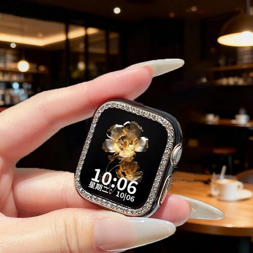 适用苹果手表保护壳iwatch s11镶钻s12轻奢爆闪钻石iWatchs10防刮applewatch s9壳膜一体se3硬壳s8代s7配件 - 图3