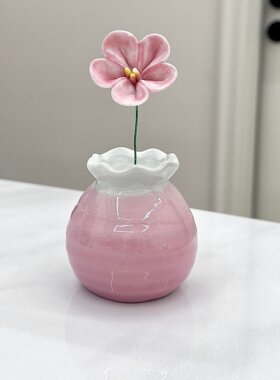景德镇陶瓷花瓶年宵花银柳火棘果迷你小醒花瓶收纳瓶客厅桌面摆件