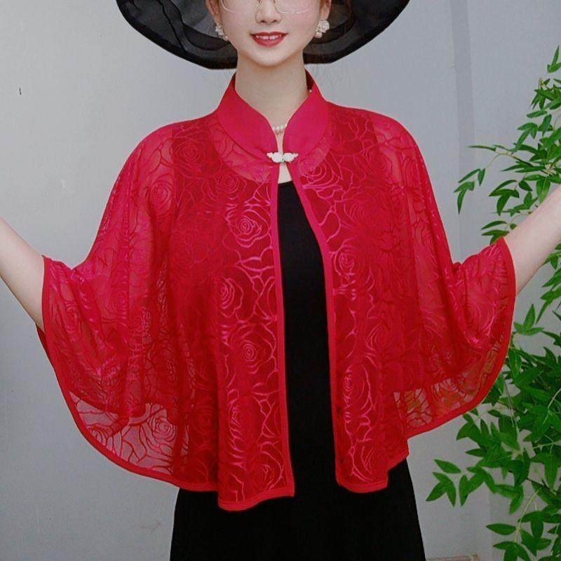 女防晒衫薄款冰丝小衫旗袍外披肩外搭时尚复古斗篷配裙子纯色纱衣,淘宝优惠券,粉丝福利购,淘宝优惠卷