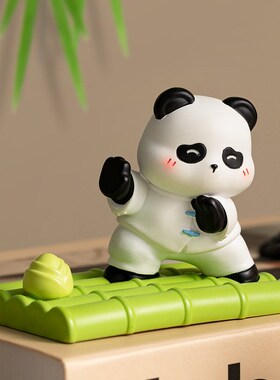 创意熊猫手机支架桌面摆件客x厅办公室工位平板支撑装饰品生日礼