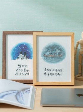 小林漫画桌c面摆件宣纸装饰画 等一朵花开,好好生活等