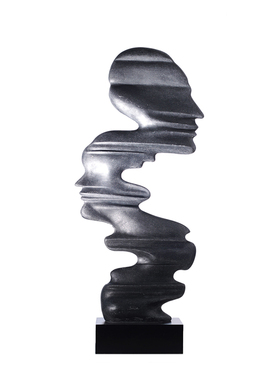 现代简约抽象人物黑砂岩r雕塑摆件样板间创意玄关落地艺术软装饰