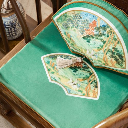 新中式椅子坐垫圈k椅太师椅座垫红木实木沙发垫茶桌餐椅垫只此青 - 图2