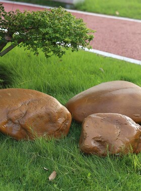 精选仿真石头摆件庭院造景玻璃钢雕塑泰山石草坪公园井盖园林景观