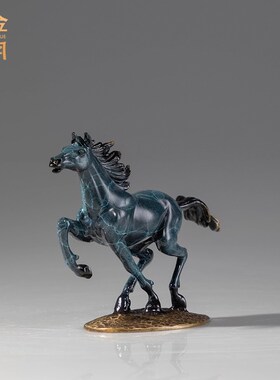 《一马当先》全黄铜马摆件工艺品书房办公室书柜博古架桌面装饰品