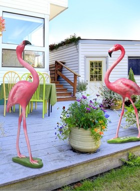 仿真火烈鸟摆件动物玻璃钢雕塑户外花园林庭院子景观商场橱窗装饰