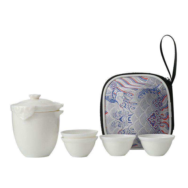 Travel tea set portable set one pot four cups ceramic quick cup home outdoor camping tea set national trend small set