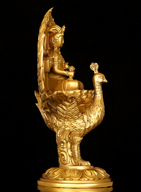 优选孔雀大明王摆件全铜佛母不动明王孔雀多罗菩萨像家用斋堂店铺