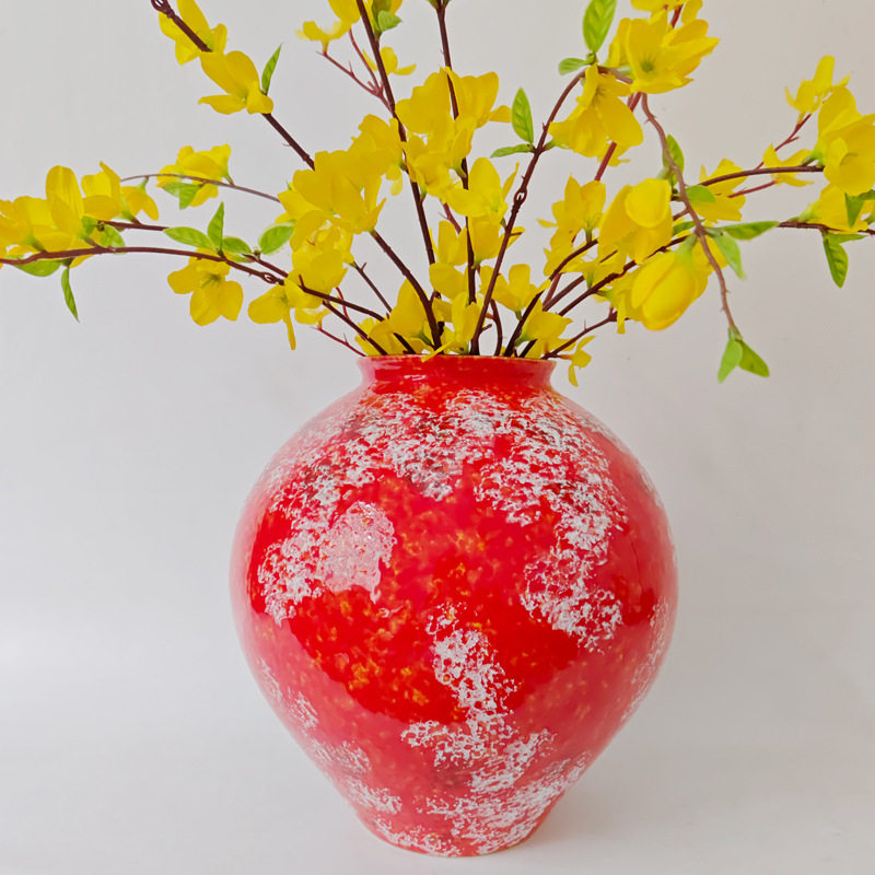 手工红色窑变陶瓷花瓶客厅装饰插花水培陶瓷花器中式现代摆件,淘宝优惠券,粉丝福利购,淘宝优惠卷