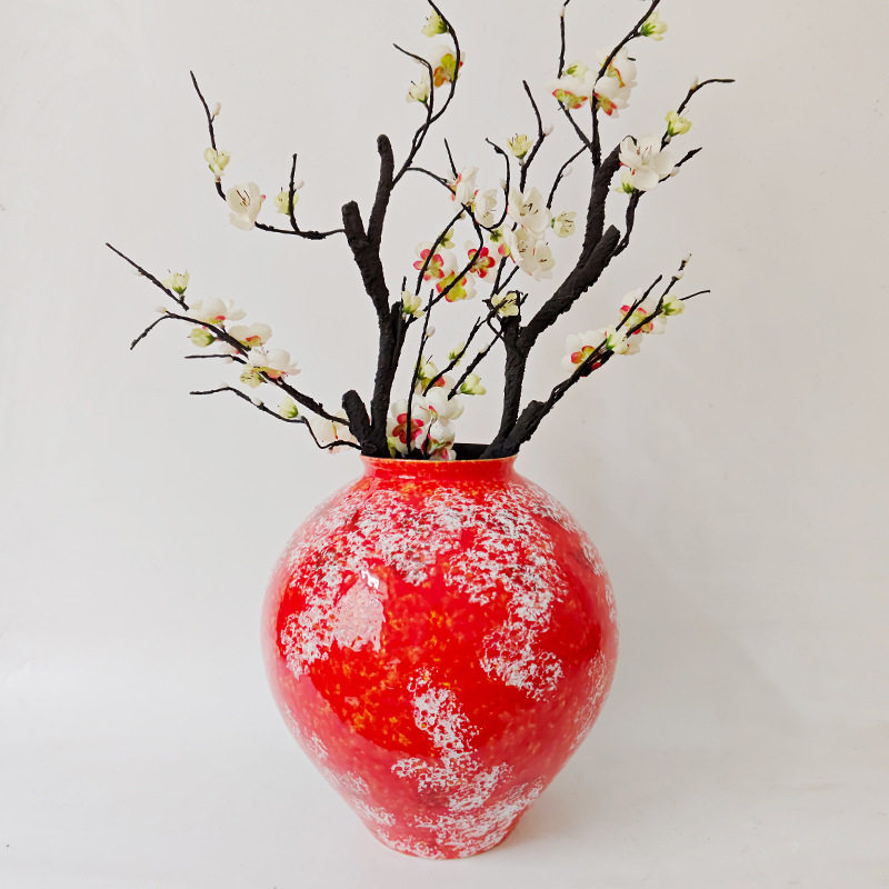 手工红色窑变陶瓷花瓶客厅装饰插花水培陶瓷花器中式现代摆件,淘宝优惠券,粉丝福利购,淘宝优惠卷